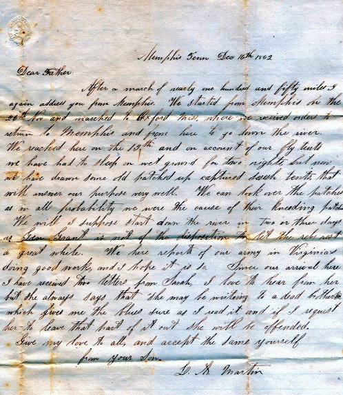 Letter written by Lucian Martin